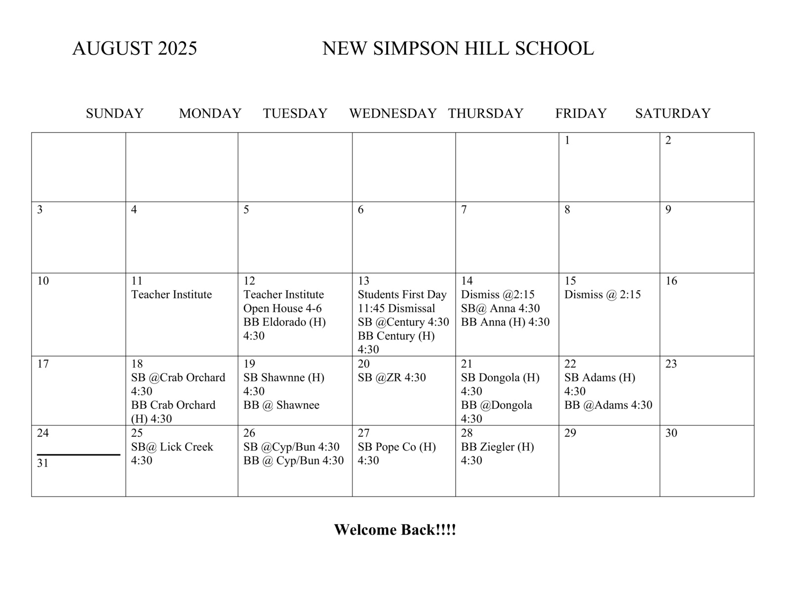 Calendar August 2025